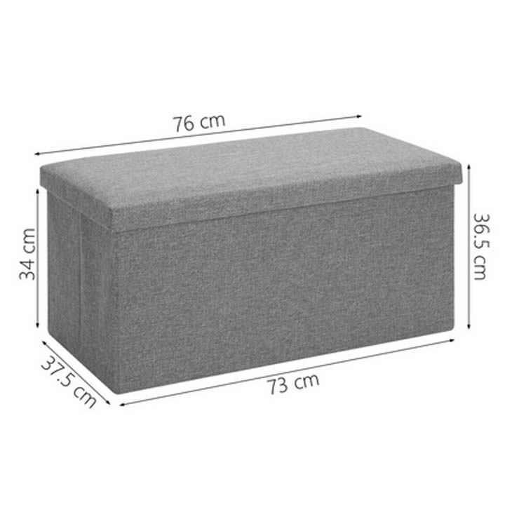Large Linen Folding Storage Ottoman Pouffe Double Seat Foot Stool Storage Boxes