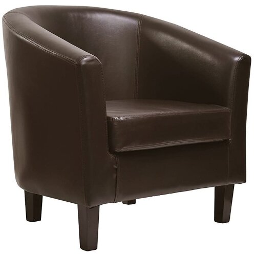  Brown MCC@Home Faux Leather Tub Chair Armchair club Chair for Dining Living Room and Cafe