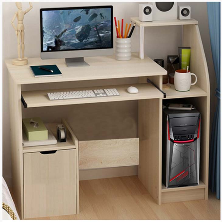Large Computer Table Laptop Desk Study Drawer Bookshelf Keyboard