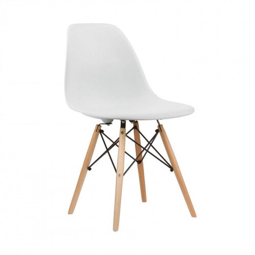 White DS Modern Design Retro Plastic Chair With Wooden